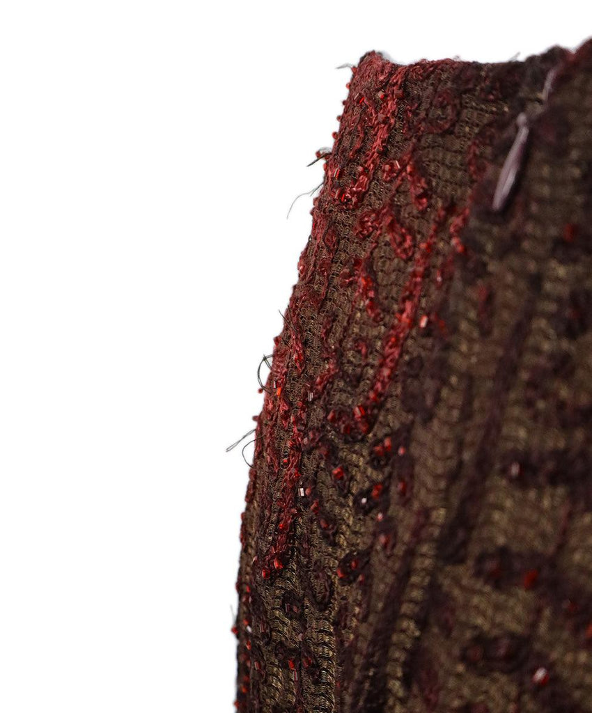 Carmen Marc Valvo Brown & Red Beaded Skirt Set sz 6 - Michael's Consignment NYC