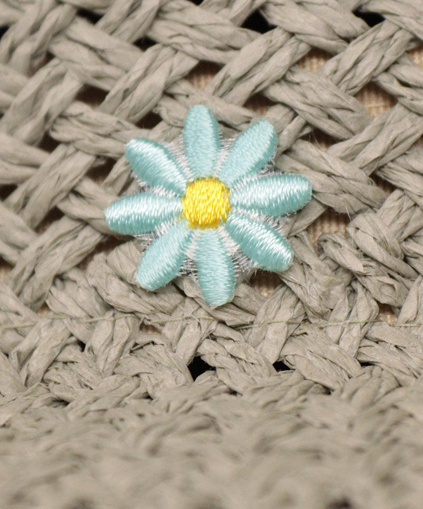 Carolyn Rowan Grey Straw Hat w/ Blue Embroidery - Michael's Consignment NYC