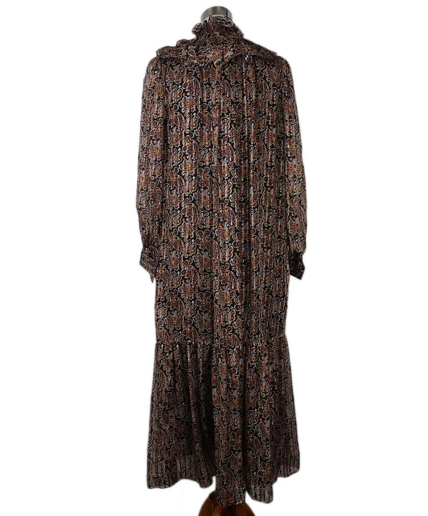 Celine Black & Purple Paisley Silk Ruffle Dress sz 2 - Michael's Consignment NYC