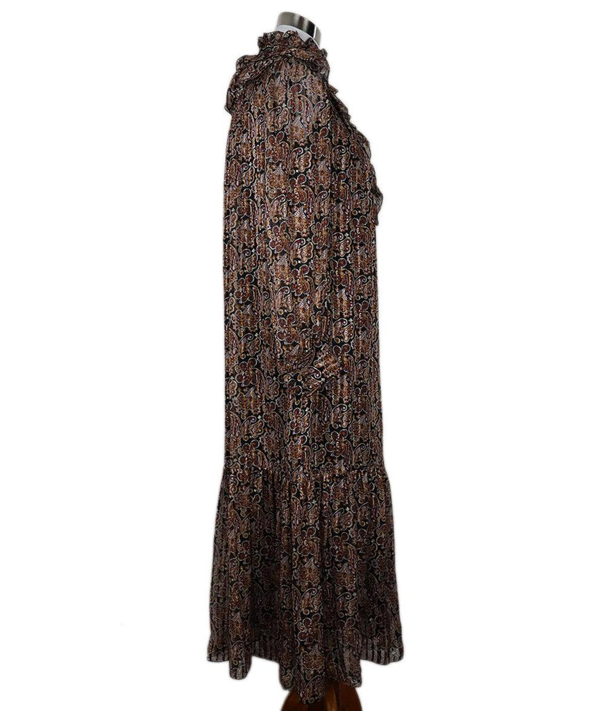 Celine Black & Purple Paisley Silk Ruffle Dress sz 2 - Michael's Consignment NYC