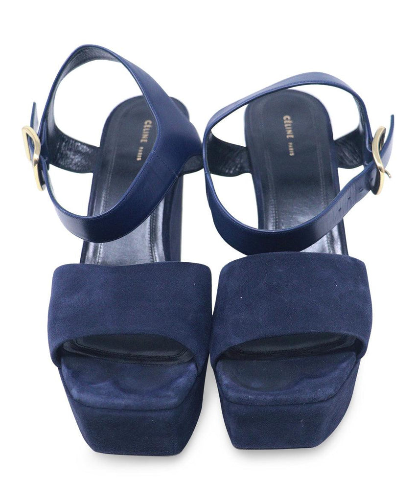 Celine Navy Suede Platform Sandals sz 9 - Michael's Consignment NYC