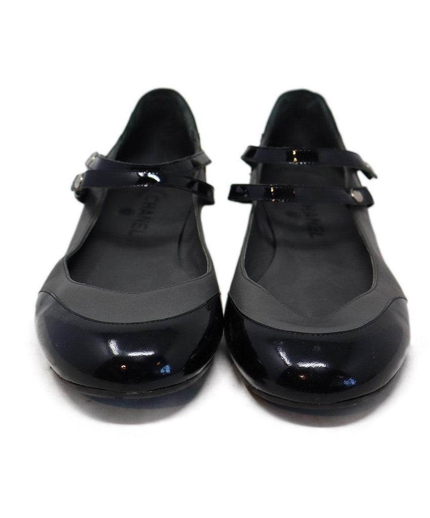Chanel Black Patent & Grey Leather Shoes sz 11 - Michael's Consignment NYC