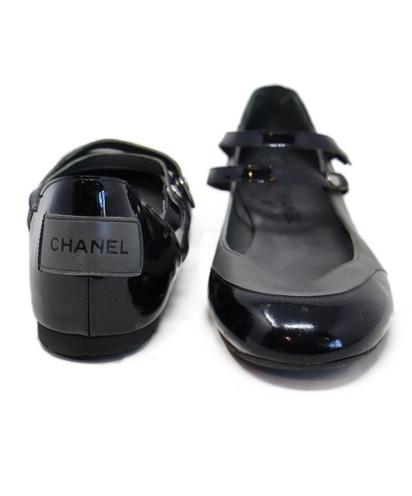 Chanel Black Patent & Grey Leather Shoes sz 11 - Michael's Consignment NYC