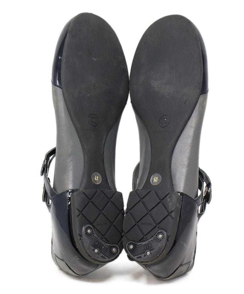 Chanel Black Patent & Grey Leather Shoes sz 11 - Michael's Consignment NYC