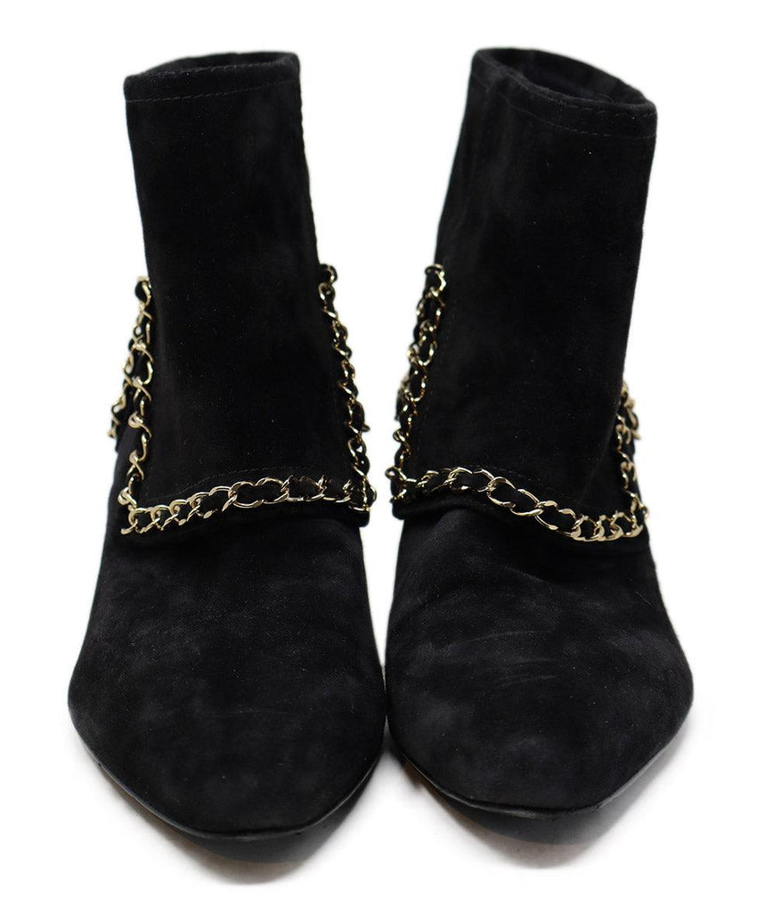 Chanel Black Suede & Gold Chain Booties sz 7 - Michael's Consignment NYC