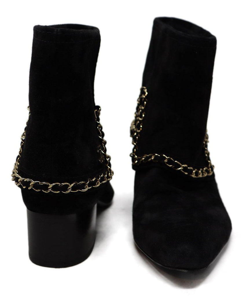 Chanel Black Suede & Gold Chain Booties sz 7 - Michael's Consignment NYC