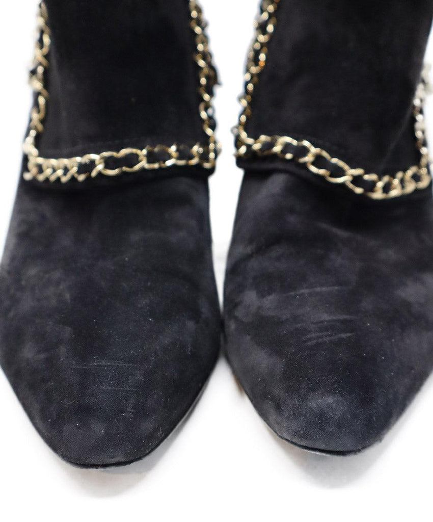 Chanel Black Suede & Gold Chain Booties sz 7 - Michael's Consignment NYC