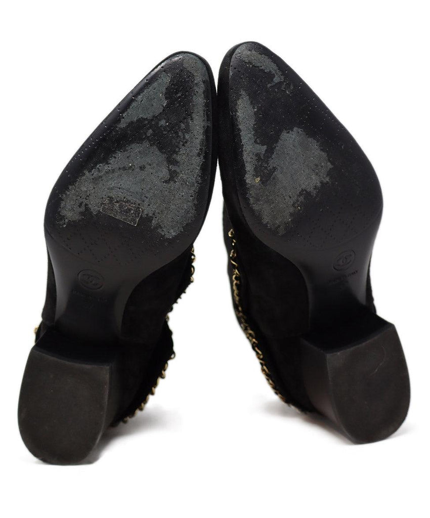 Chanel Black Suede & Gold Chain Booties sz 7 - Michael's Consignment NYC