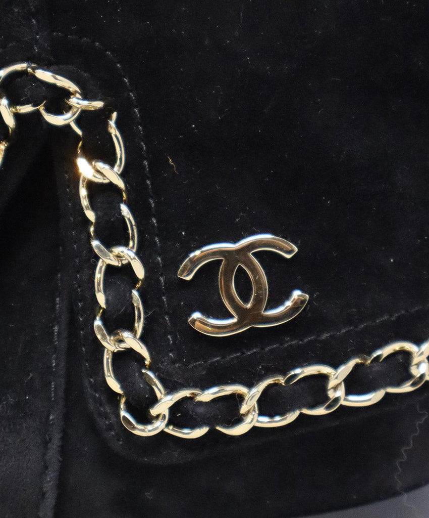 Chanel Black Suede & Gold Chain Booties sz 7 - Michael's Consignment NYC