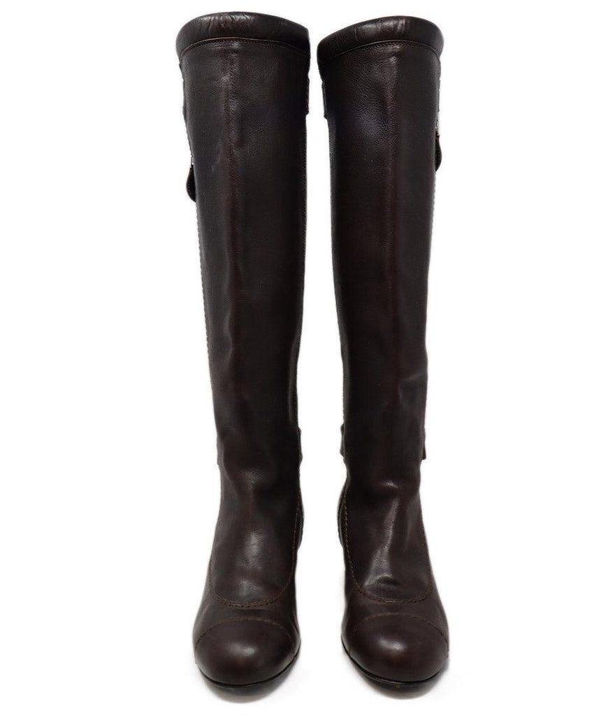 Chanel Brown Leather Tall Boots sz 8 - Michael's Consignment NYC