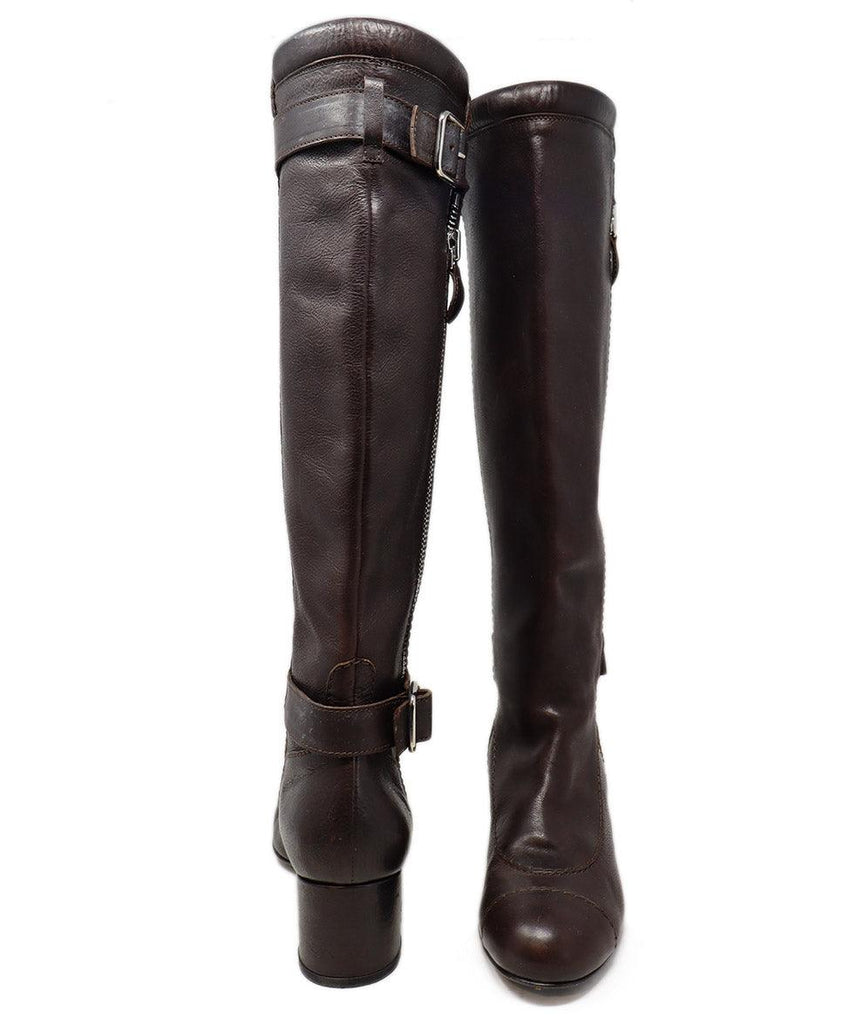 Chanel Brown Leather Tall Boots sz 8 - Michael's Consignment NYC