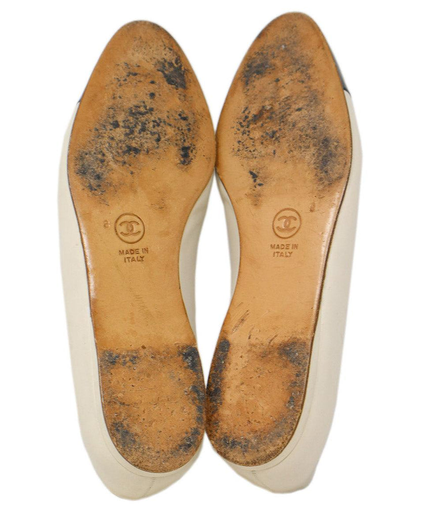 Chanel Ivory & Black Leather Flats sz 8 - Michael's Consignment NYC