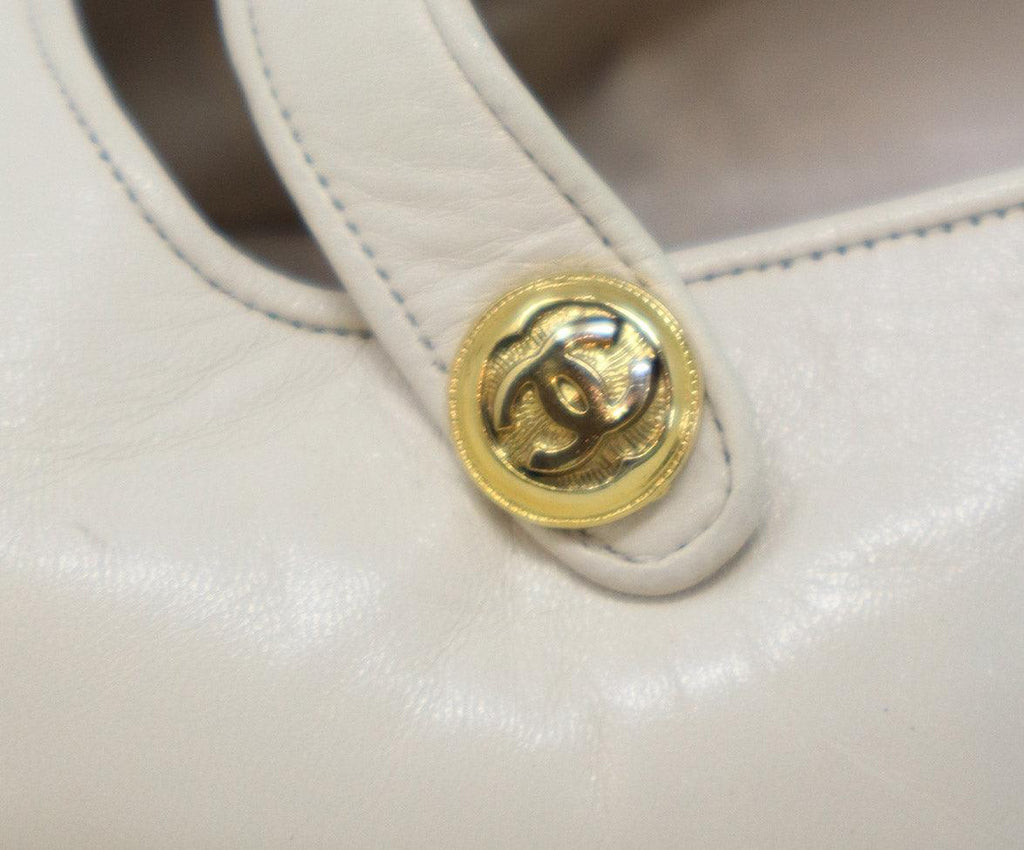 Chanel Ivory & Black Leather Flats sz 8 - Michael's Consignment NYC