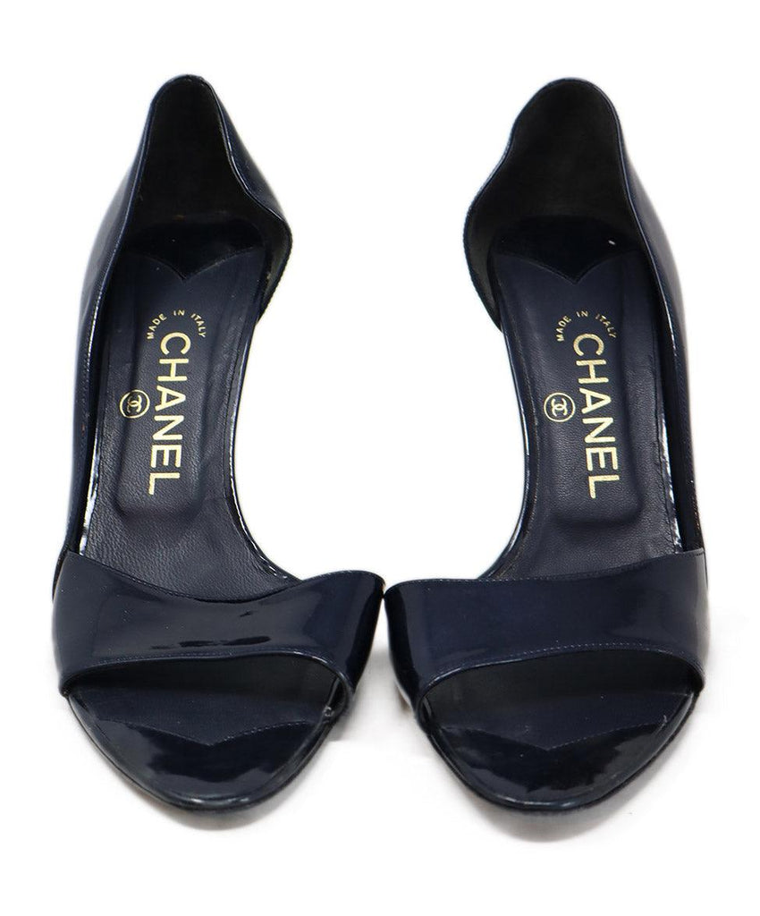 Chanel Navy Patent Leather Heels sz 9.5 - Michael's Consignment NYC