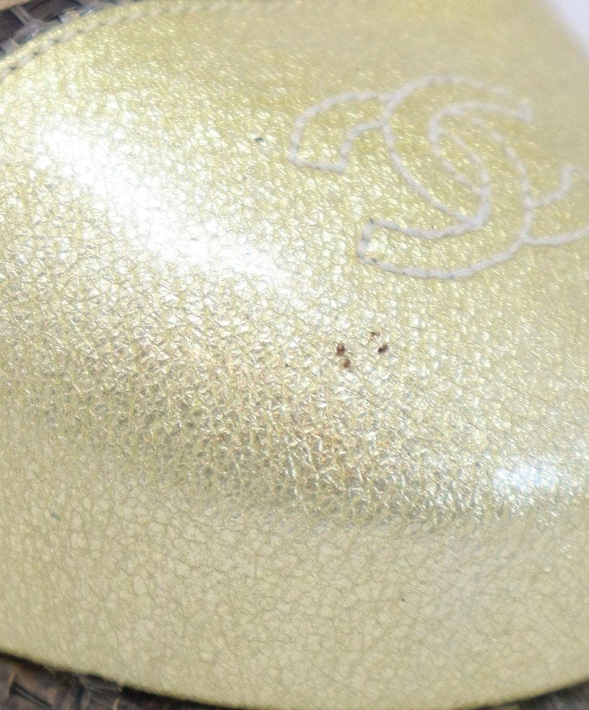 Chanel Neutral Raffia & Gold Trim Platform Heels sz 10 - Michael's Consignment NYC