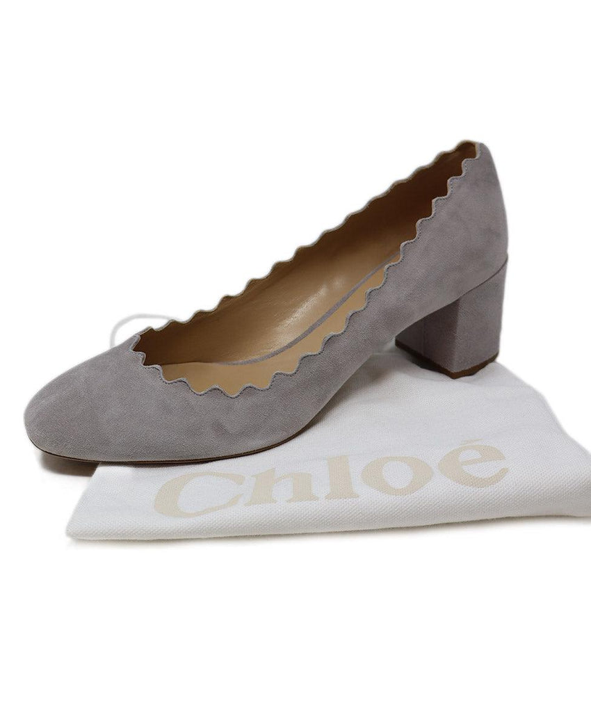 Chloe Grey Suede Scallop Trim Heels sz 11 - Michael's Consignment NYC