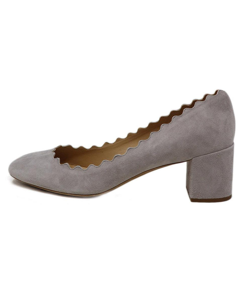 Chloe Grey Suede Scallop Trim Heels sz 11 - Michael's Consignment NYC