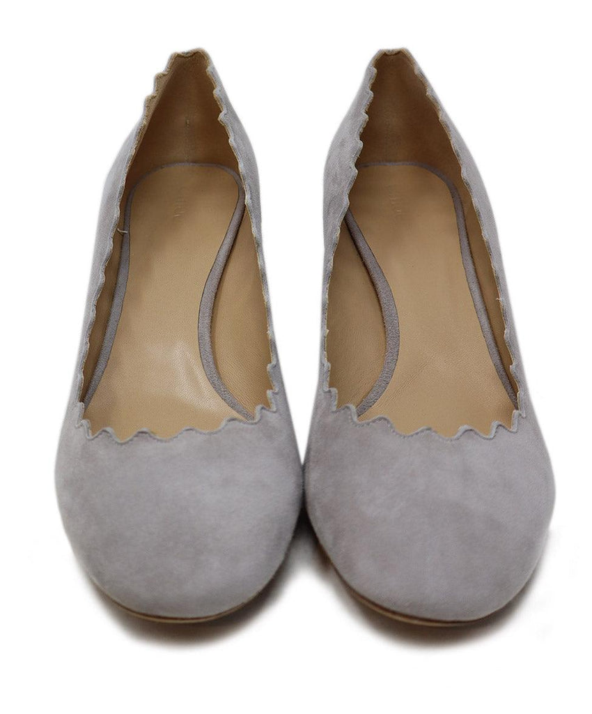 Chloe Grey Suede Scallop Trim Heels sz 11 - Michael's Consignment NYC