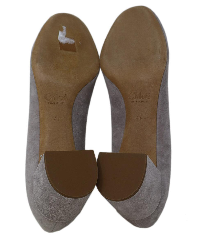 Chloe Grey Suede Scallop Trim Heels sz 11 - Michael's Consignment NYC