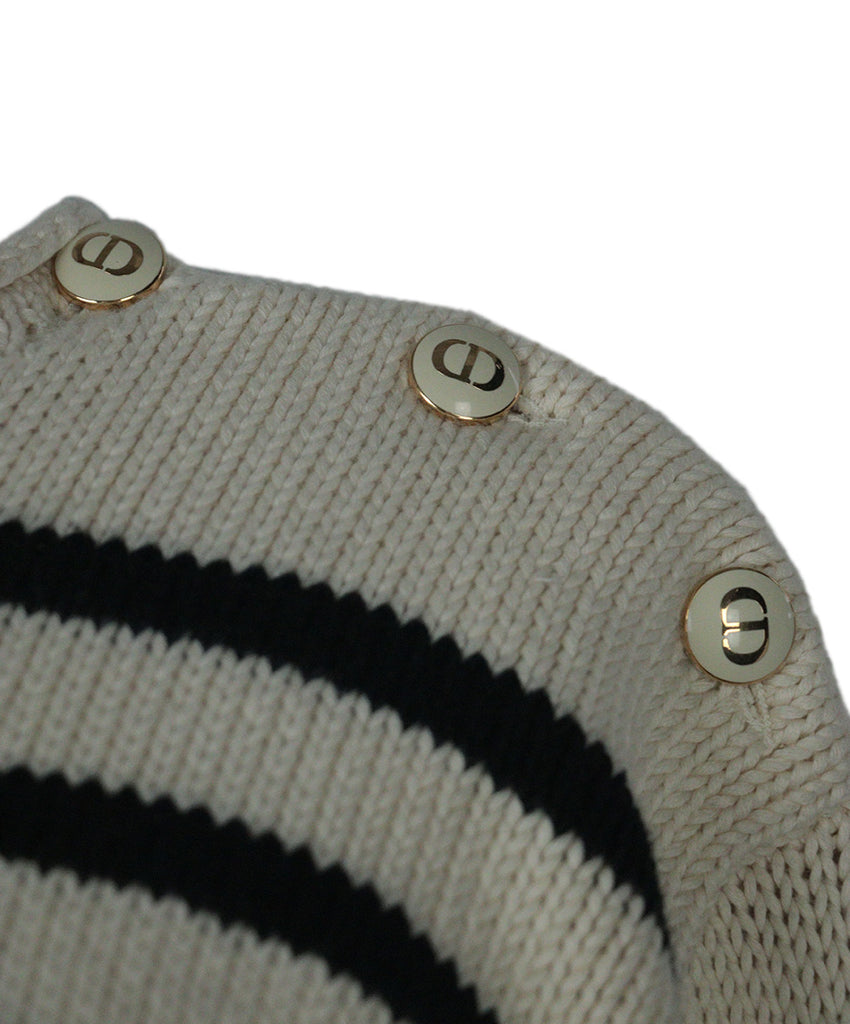 Christian Dior Ivory & Black Striped Sweater sz 12 - Michael's Consignment NYC
