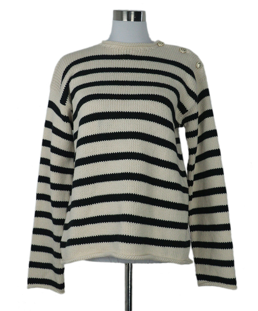 Christian Dior Ivory & Black Striped Sweater sz 12 - Michael's Consignment NYC