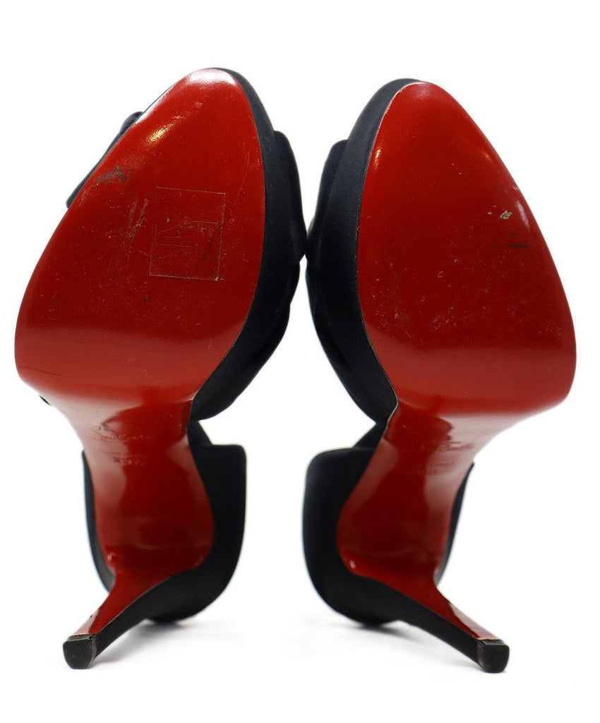 Christian Louboutin Black Satin Platform Heels sz 9.5 - Michael's Consignment NYC