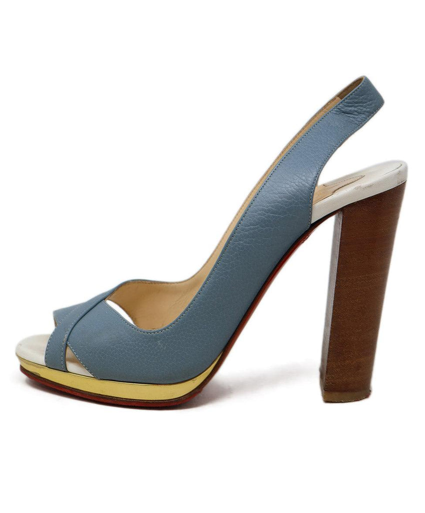 Christian Louboutin Blue White & Gold Leather Heels sz 7 - Michael's Consignment NYC