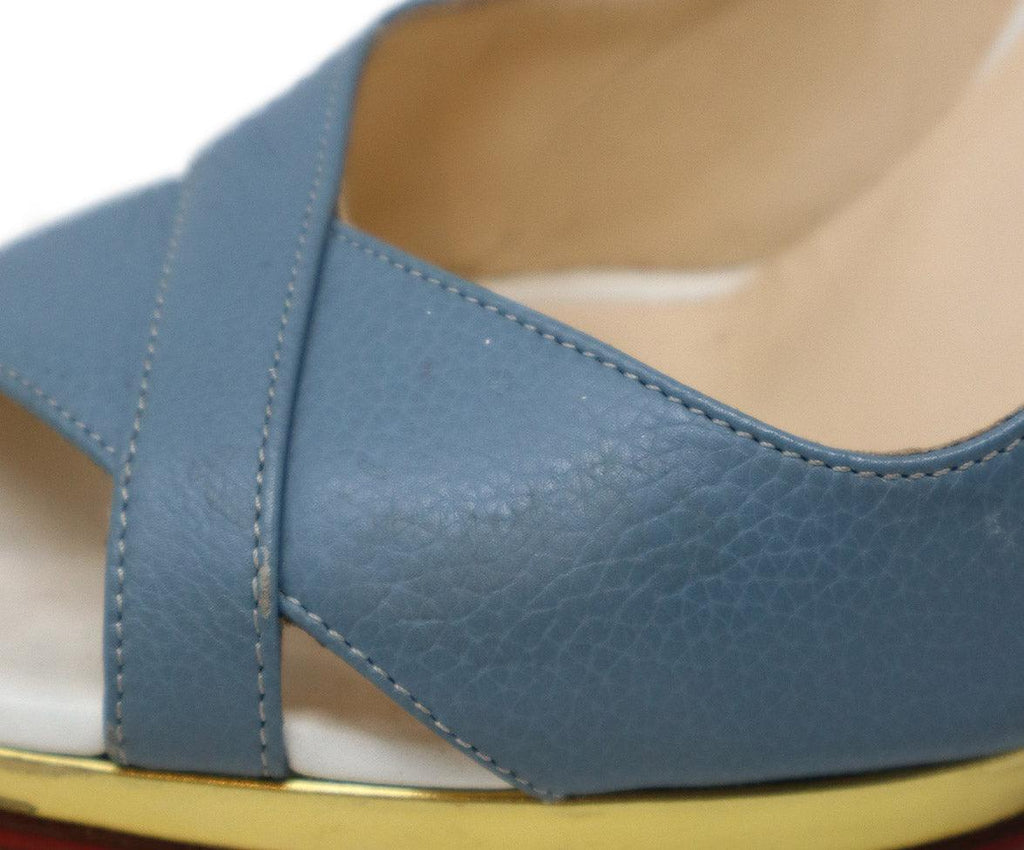 Christian Louboutin Blue White & Gold Leather Heels sz 7 - Michael's Consignment NYC