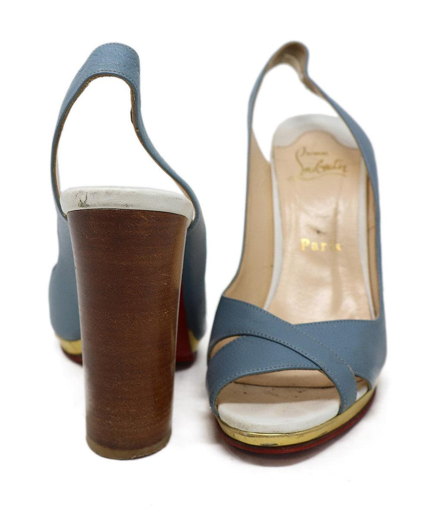 Christian Louboutin Blue White & Gold Leather Heels sz 7 - Michael's Consignment NYC