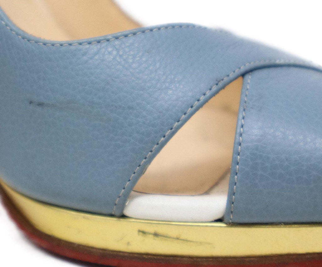 Christian Louboutin Blue White & Gold Leather Heels sz 7 - Michael's Consignment NYC