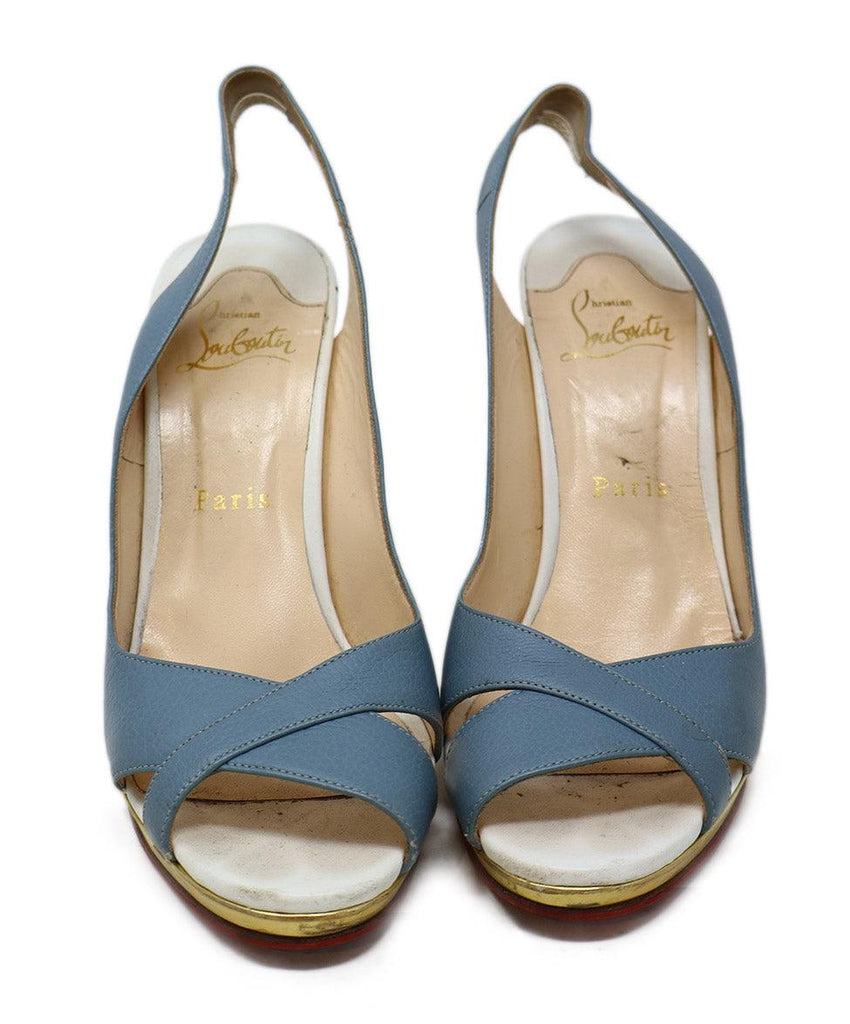 Christian Louboutin Blue White & Gold Leather Heels sz 7 - Michael's Consignment NYC