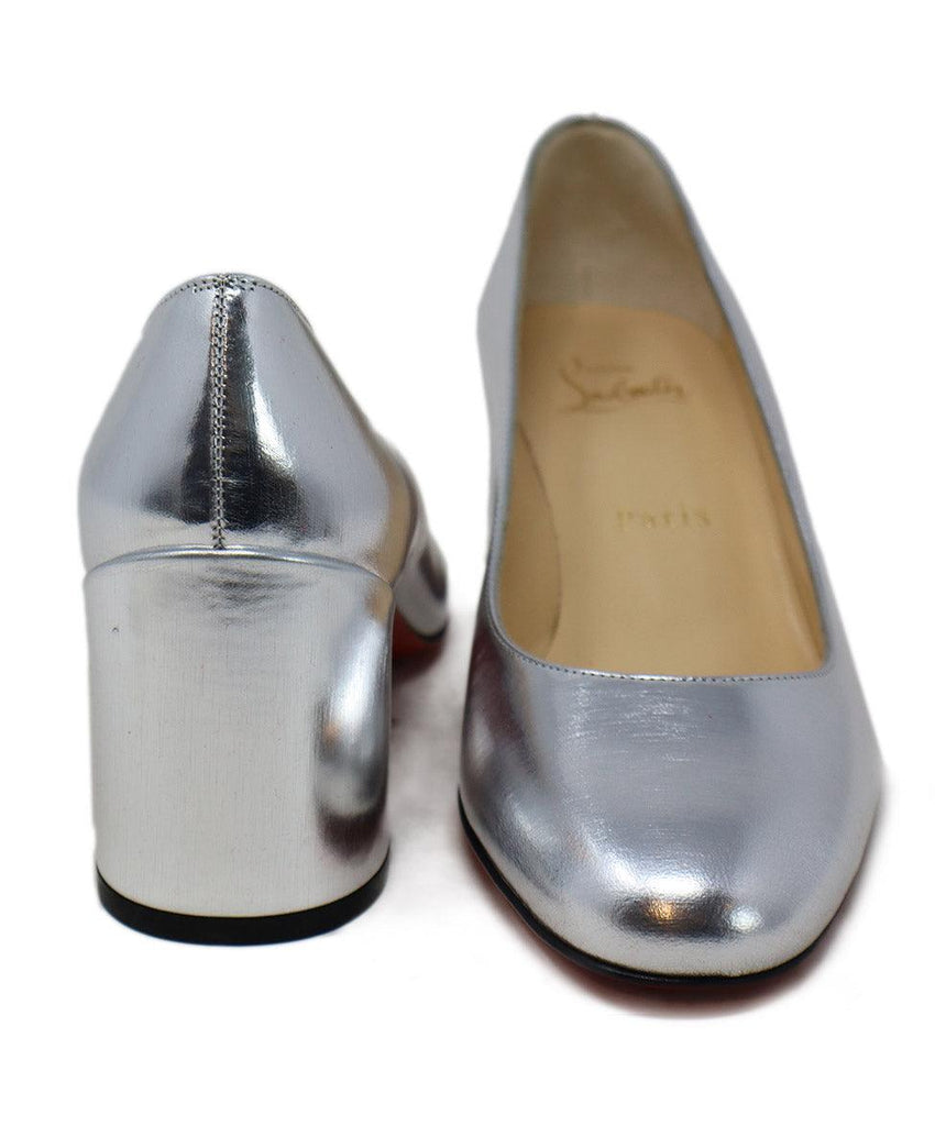 Christian Louboutin Silver Leather Heels sz 6 - Michael's Consignment NYC