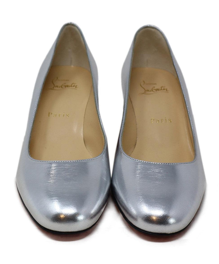 Christian Louboutin Silver Leather Heels sz 6 - Michael's Consignment NYC