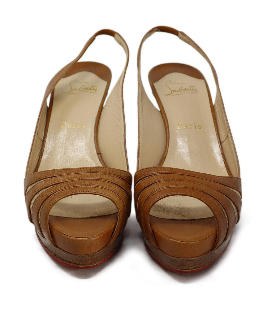 Christian Louboutin Tan Leather & Mesh Heels sz 7.5 - Michael's Consignment NYC