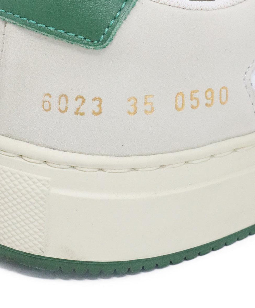 Common Projects White & Green Leather Sneakers sz 5 - Michael's Consignment NYC