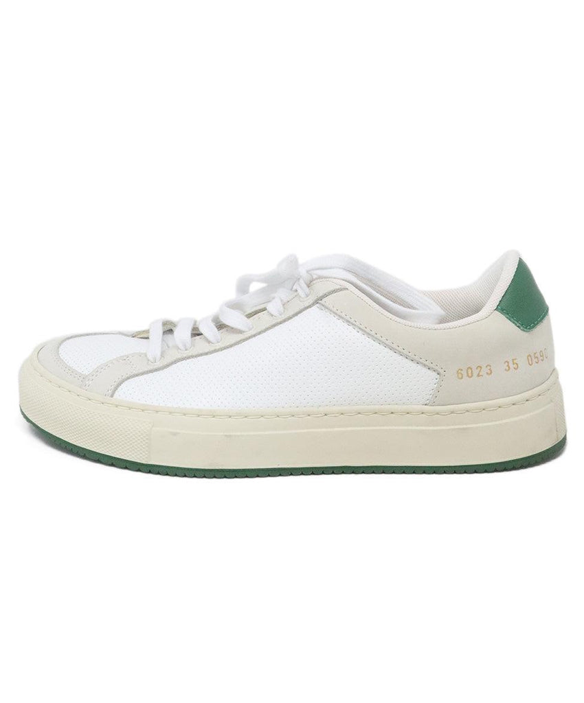 Common Projects White & Green Leather Sneakers sz 5 - Michael's Consignment NYC