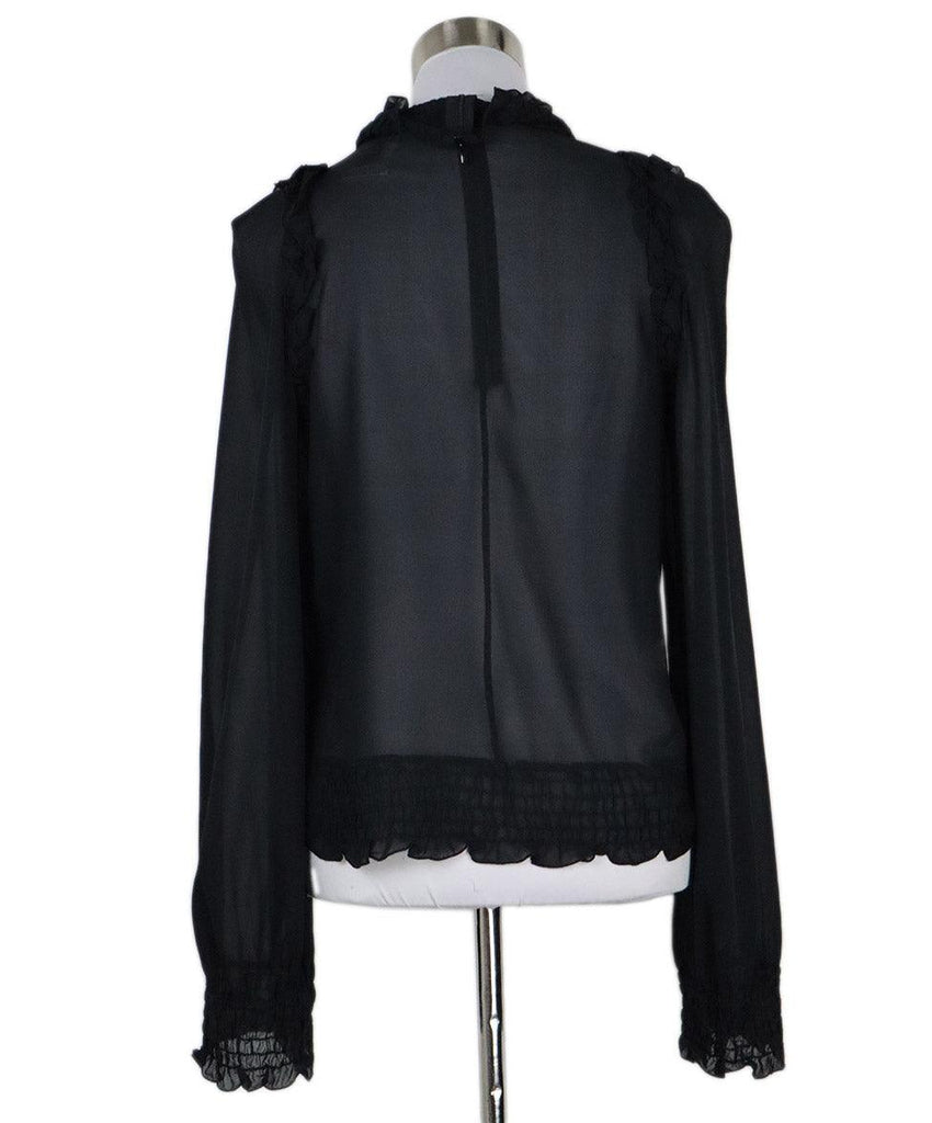 D&G Black Silk Sheer Ruffle Trim Blouse sz 6 - Michael's Consignment NYC