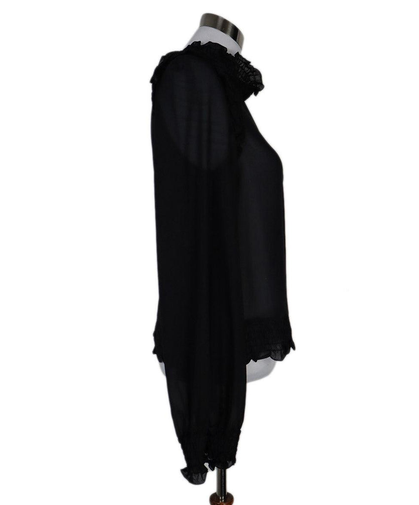 D&G Black Silk Sheer Ruffle Trim Blouse sz 6 - Michael's Consignment NYC