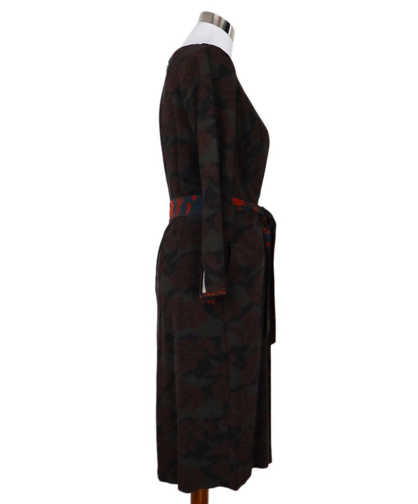 Dries Van Noten Burgundy & Green Print Dress sz 4 - Michael's Consignment NYC