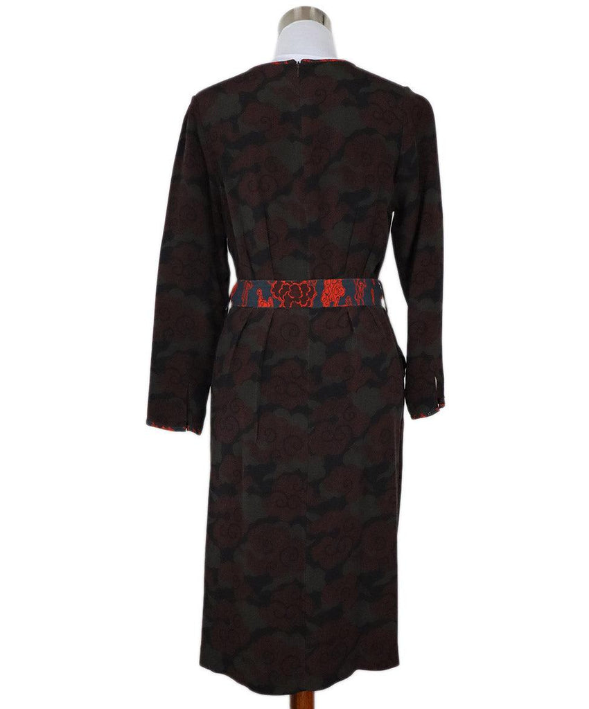 Dries Van Noten Burgundy & Green Print Dress sz 4 - Michael's Consignment NYC
