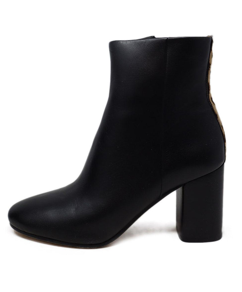 DVF Black Leather & Leopard Trim Booties sz 9.5 - Michael's Consignment NYC