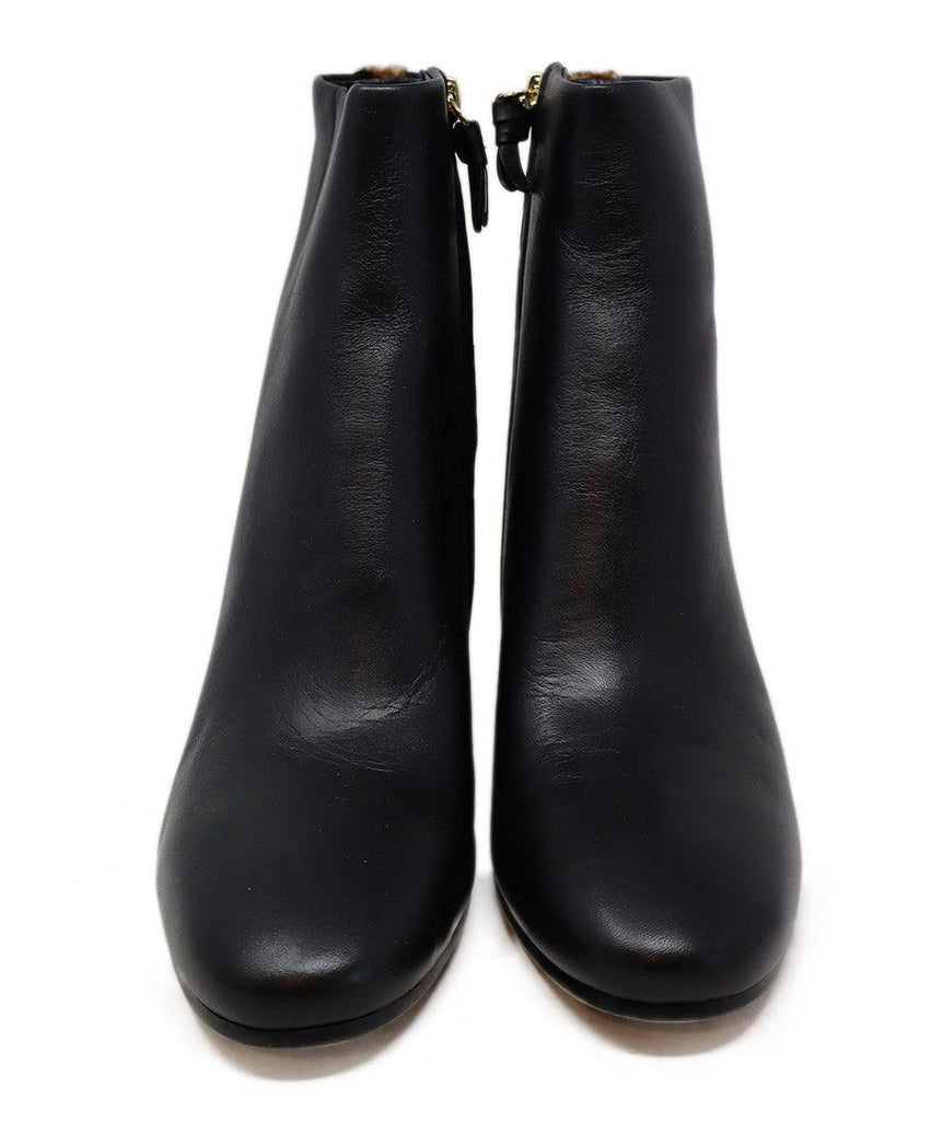DVF Black Leather & Leopard Trim Booties sz 9.5 - Michael's Consignment NYC