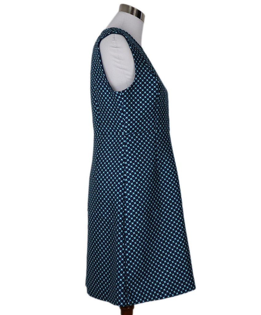 DVF Blue Turquoise Print Cotton Dress sz 10 - Michael's Consignment NYC
