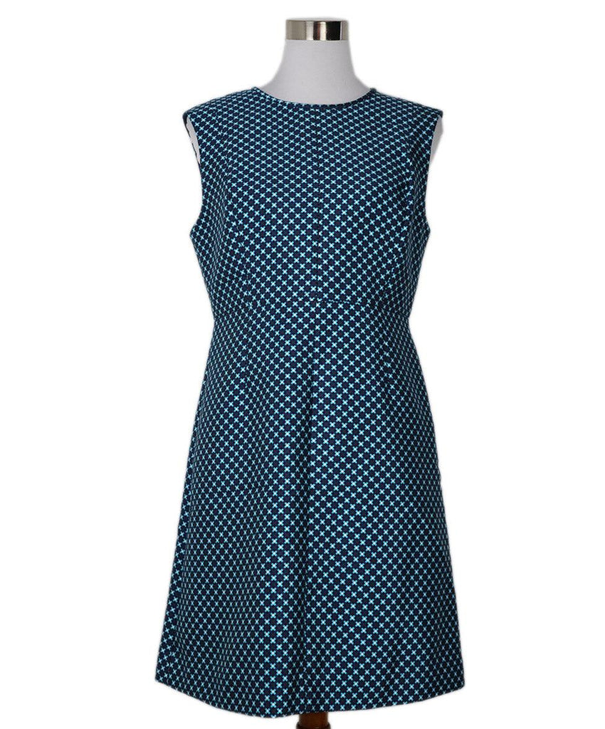 DVF Blue Turquoise Print Cotton Dress sz 10 - Michael's Consignment NYC
