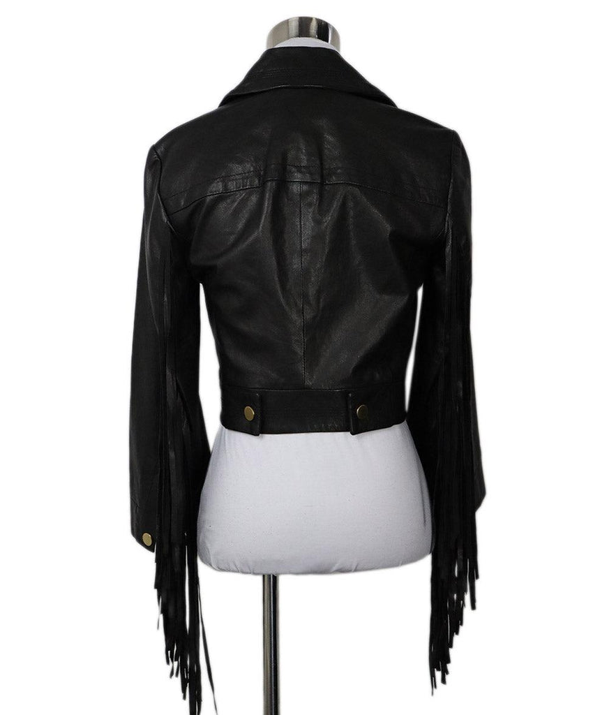 DVF Cropped Black Leather Jacket sz 0 - Michael's Consignment NYC