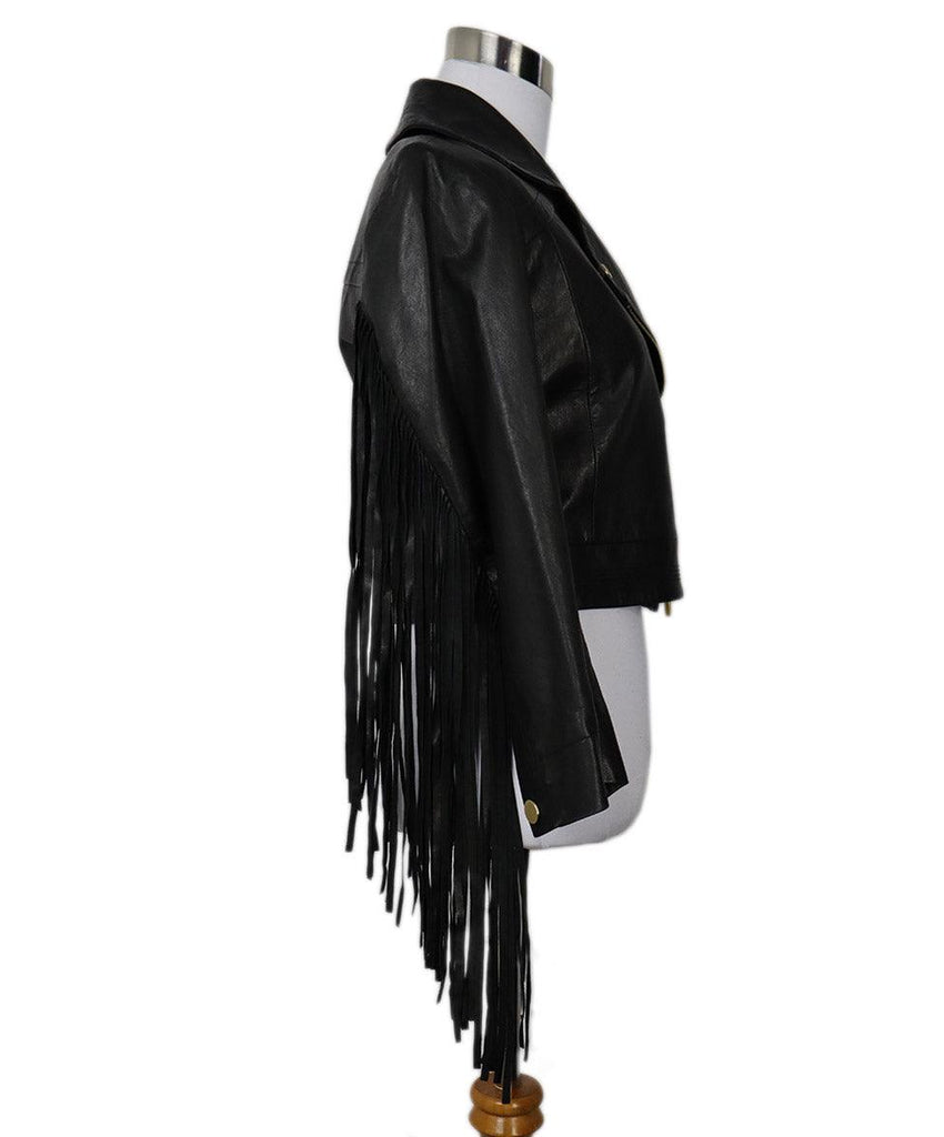 DVF Cropped Black Leather Jacket sz 0 - Michael's Consignment NYC