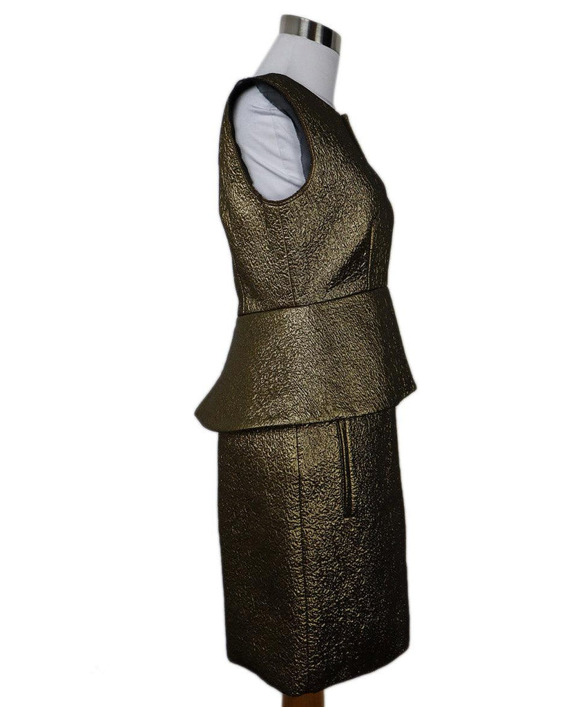 DVF Metallic Gold Jacquard Wool Dress sz 2 - Michael's Consignment NYC