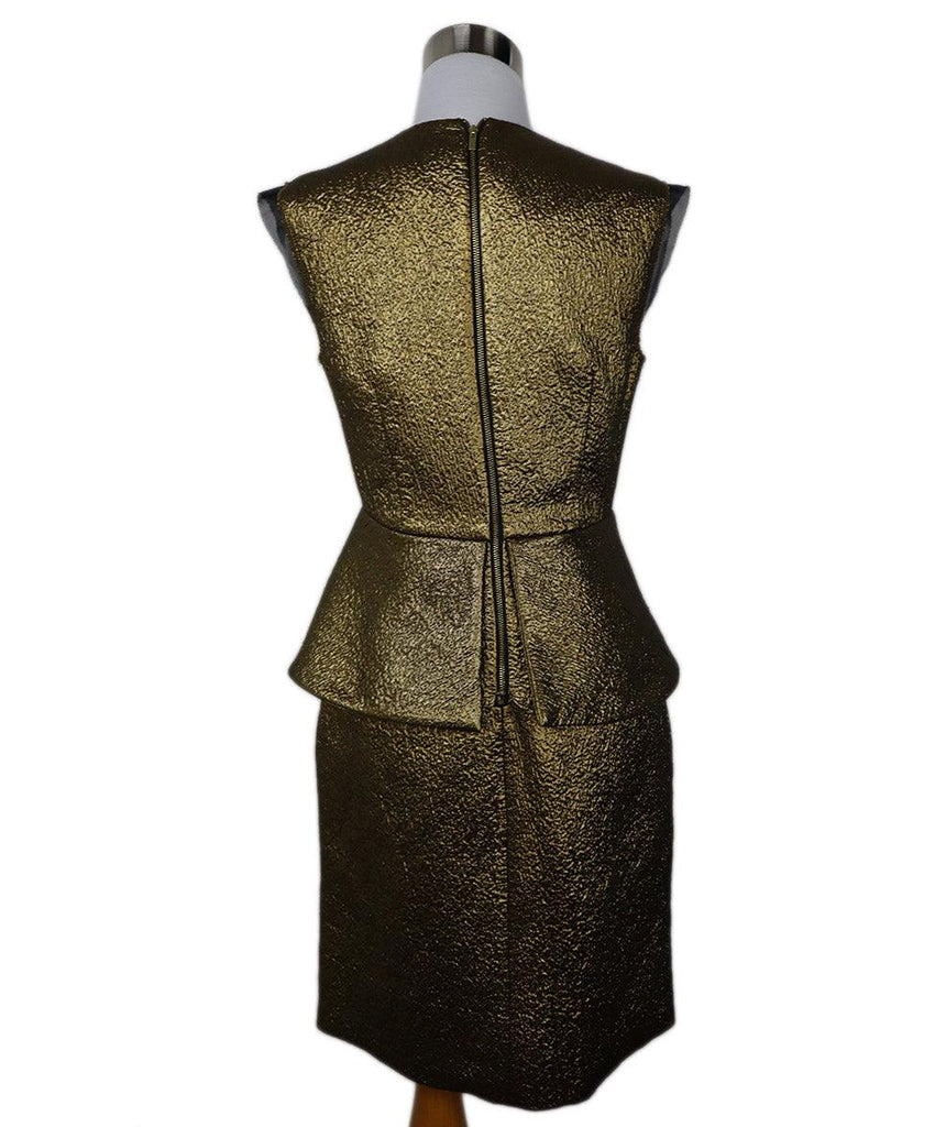DVF Metallic Gold Jacquard Wool Dress sz 2 - Michael's Consignment NYC