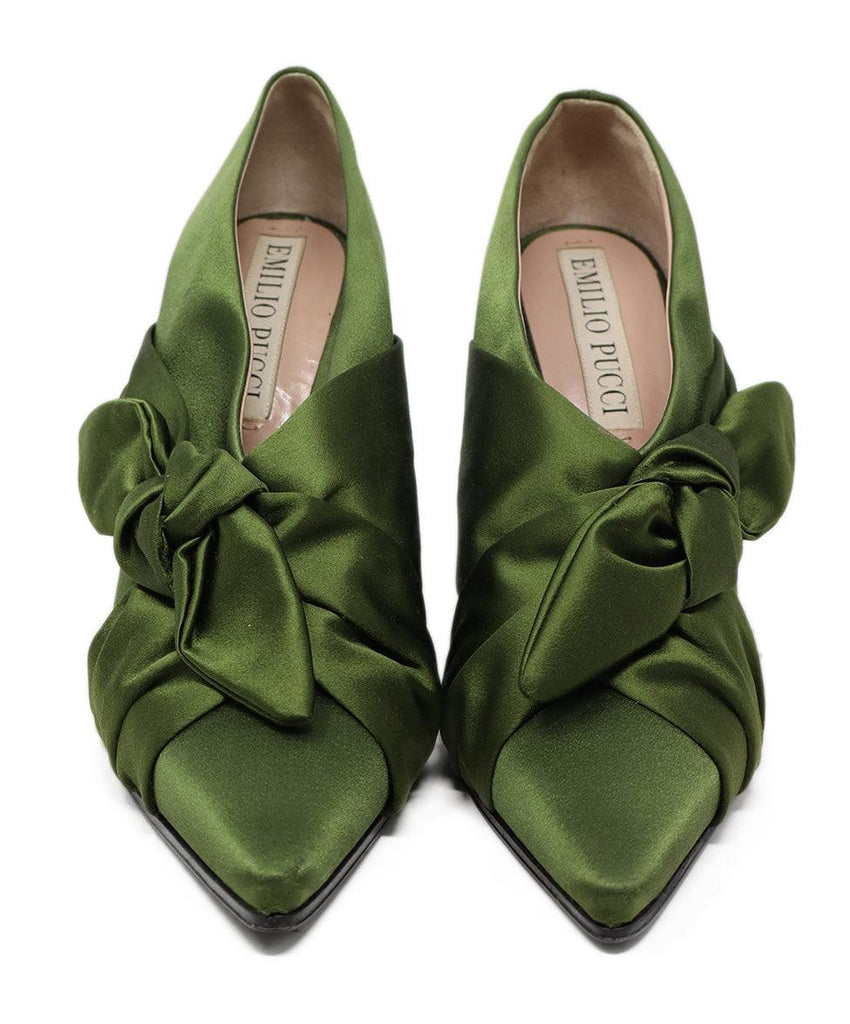 Emilio Pucci Olive Satin Heels sz 10 - Michael's Consignment NYC