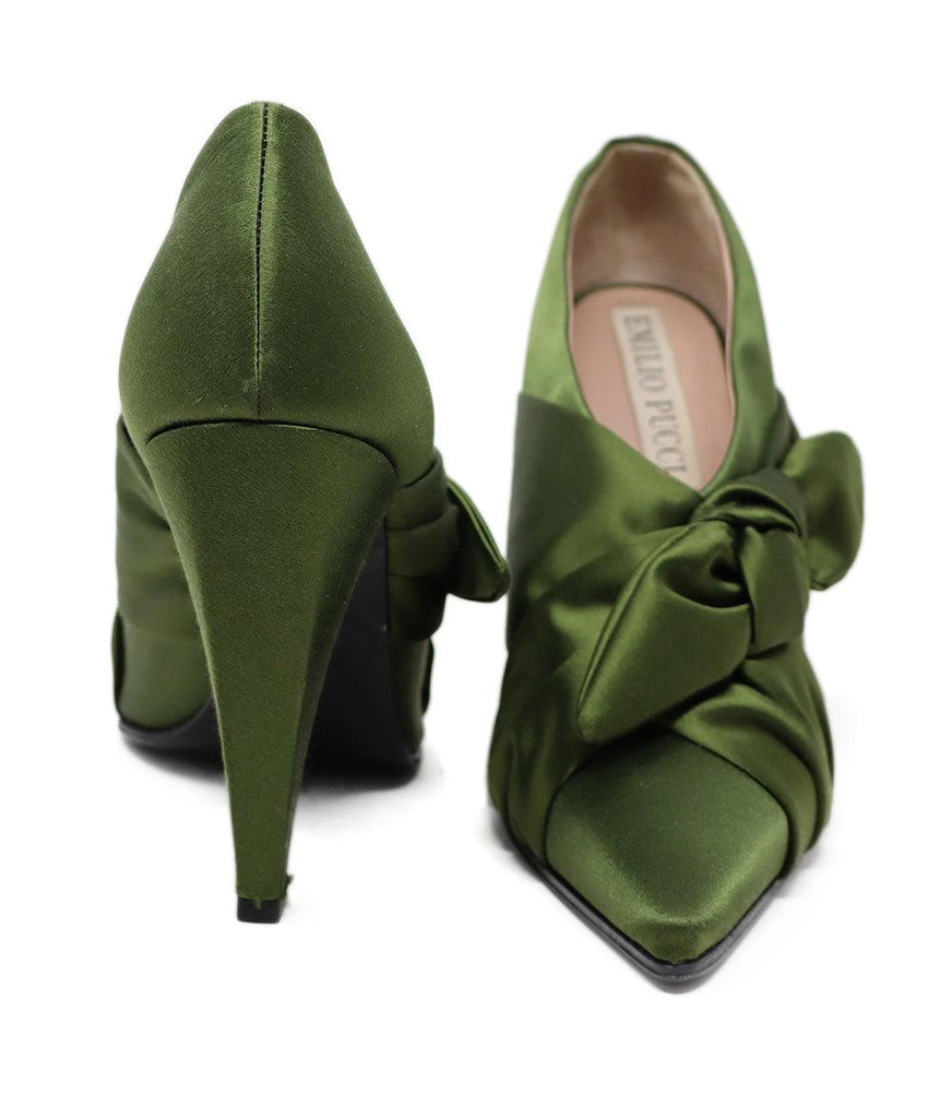 Emilio Pucci Olive Satin Heels sz 10 - Michael's Consignment NYC